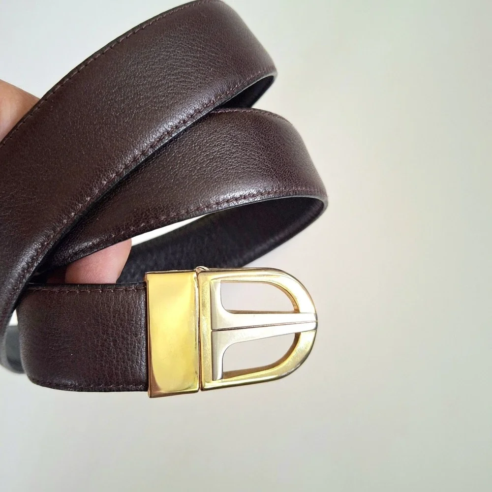 Men's Luxury Reversible Blk/Brown Lambskin Leather Belt 33